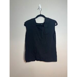 Carlisle Black Sleeveless Knit Top Square Neck Bow Accent Womens Large